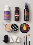 SFX makeup kit components laid out flat