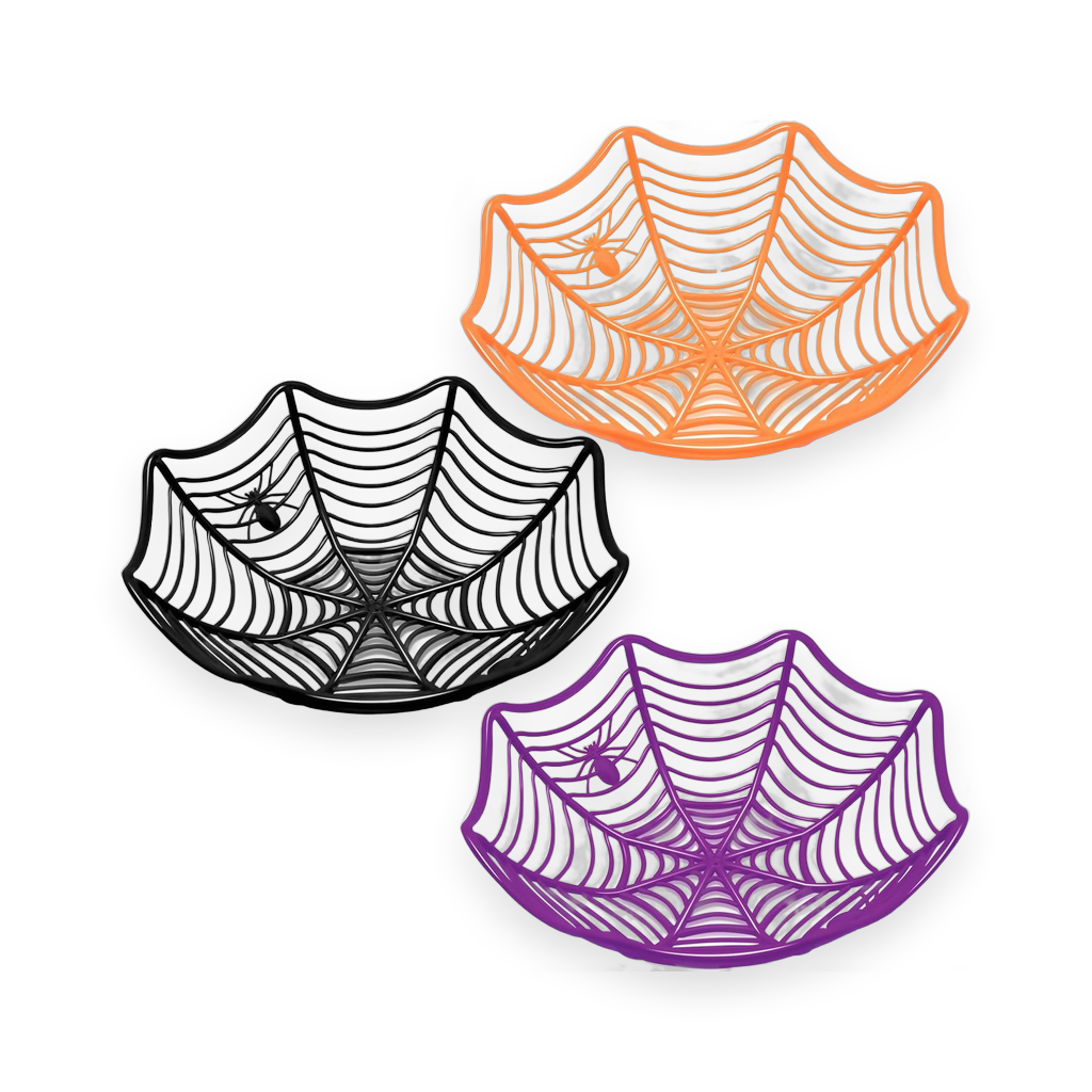 Halloween spider web candy bowls 3 pack on a white background