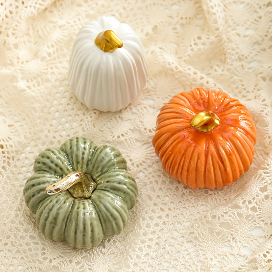 Handcrafted 9 inch ceramic pumpkin fall decoration