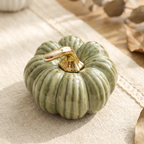 Close up of the handcrafted ceramic pumpkin finish