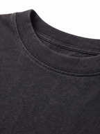 Heavyweight tee ribbed neckline and jersey texture close up
