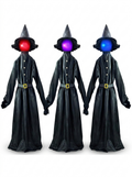 Three glowing witches holding hands on a white background