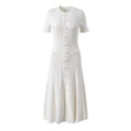 Hollow-out knit maxi dress in white