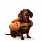 Hot dog pet costume on a white background