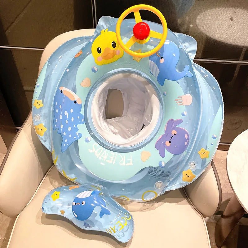 Inflatable baby swim ring with built-in seat