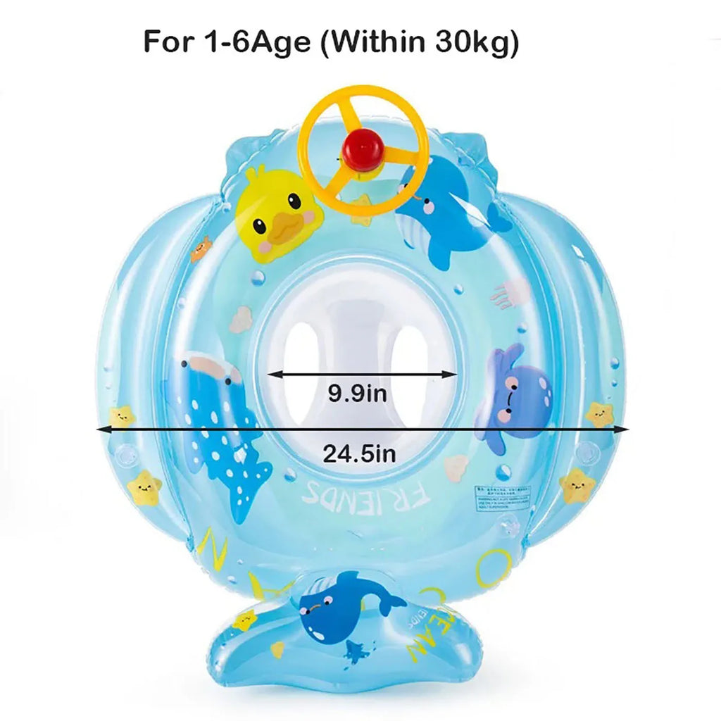 Inflatable swim ring shown in a pool