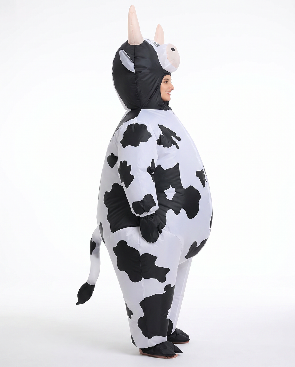 Inflatable cow costume side view