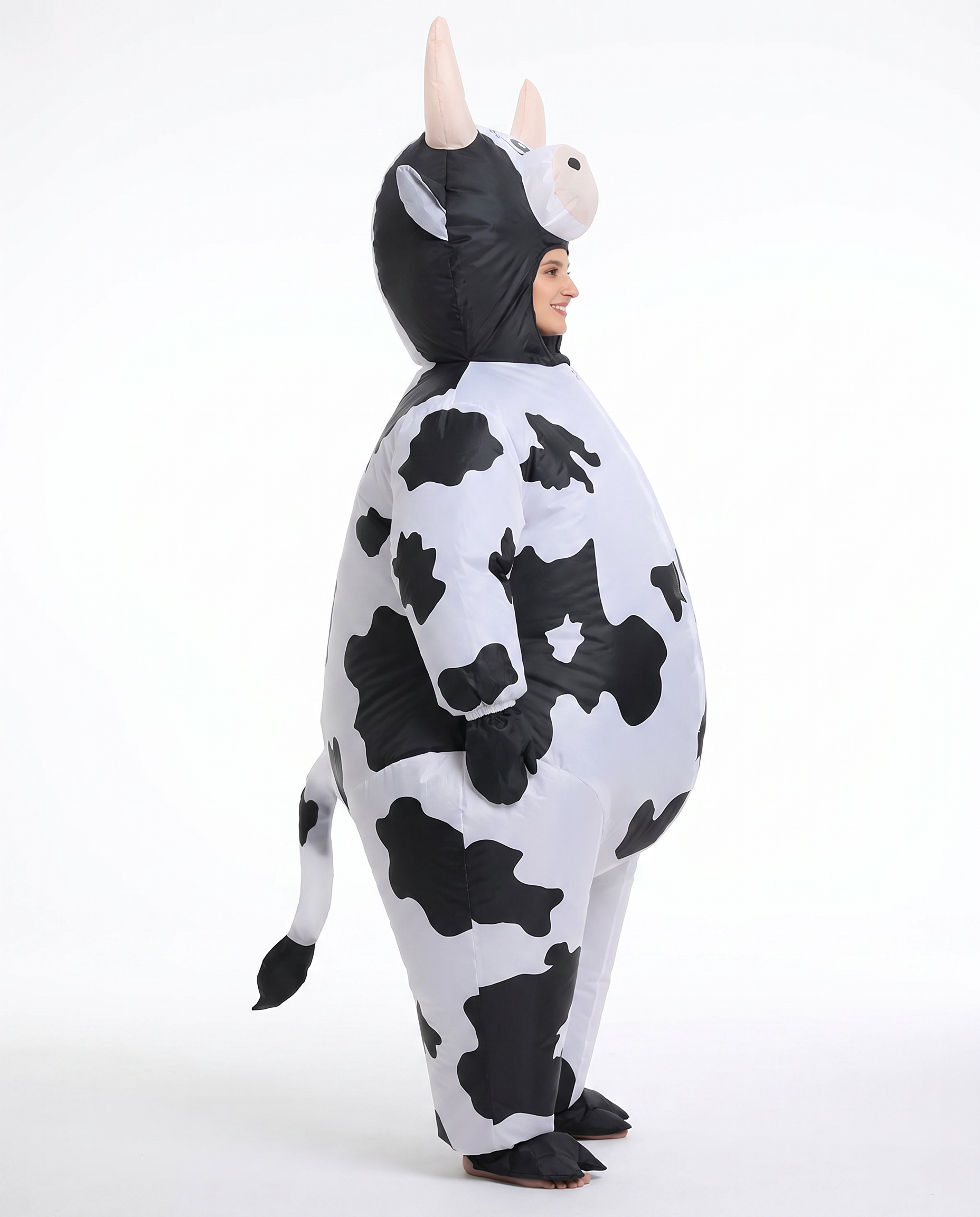 Inflatable cow costume side view
