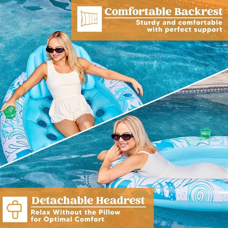 Raised head rest section of the pool lounger