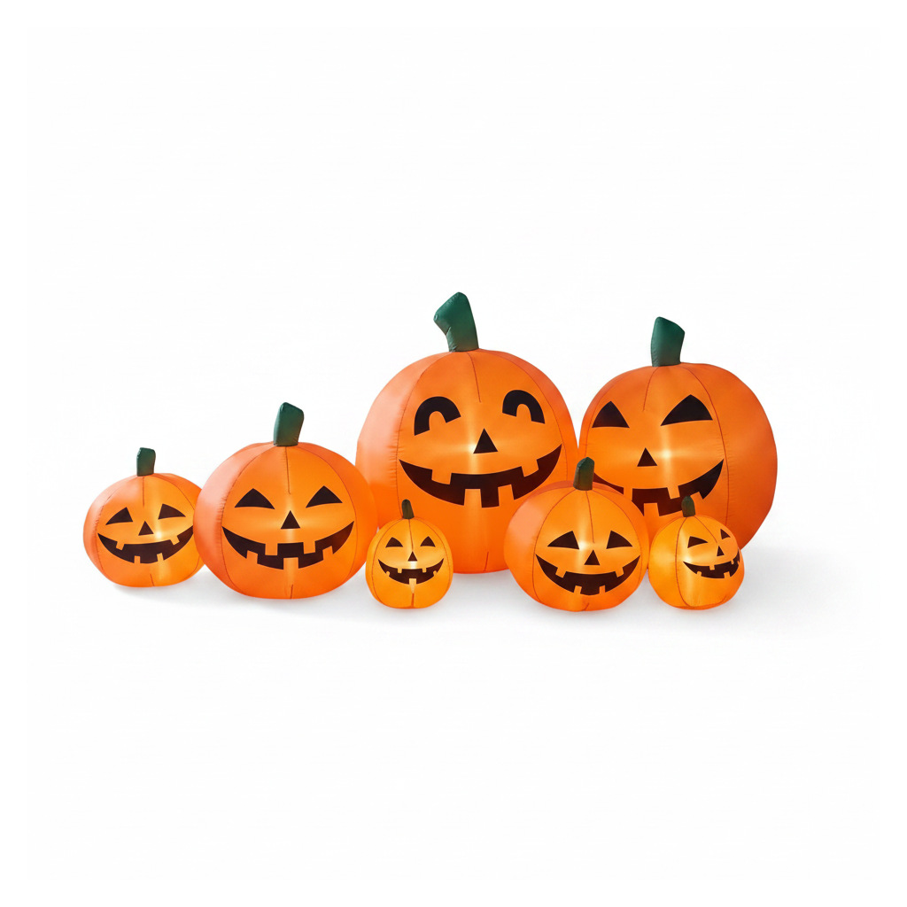 7 ft inflatable connected pumpkins on a white background