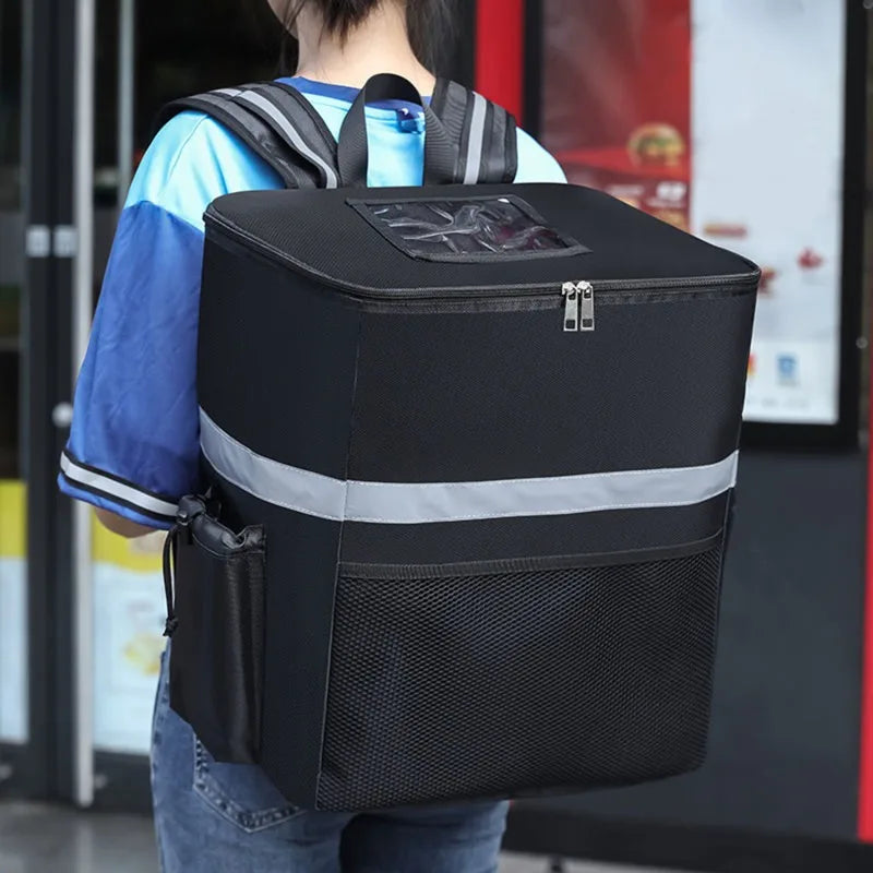 Insulated cooler backpack in black Oxford cloth