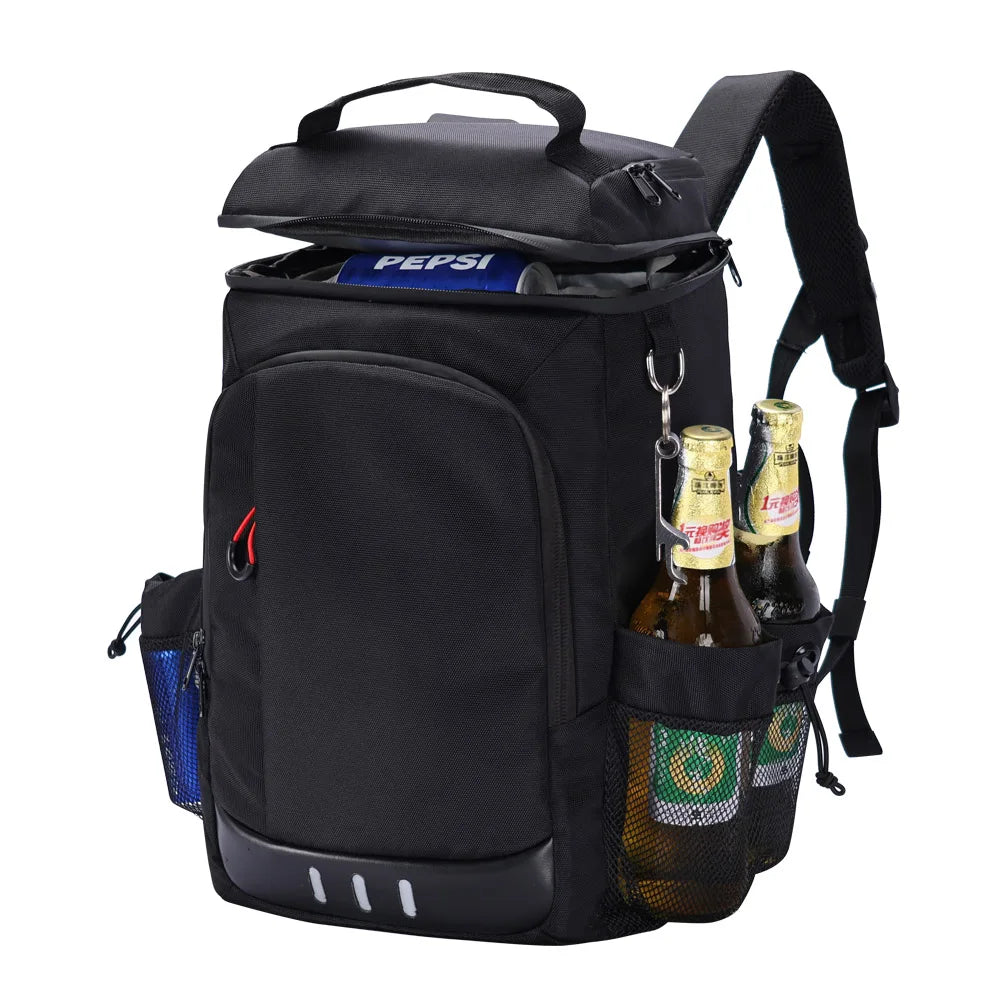 Insulated cooler backpack, front view