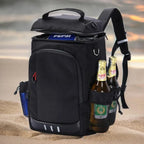 Insulated cooler backpack worn outdoors