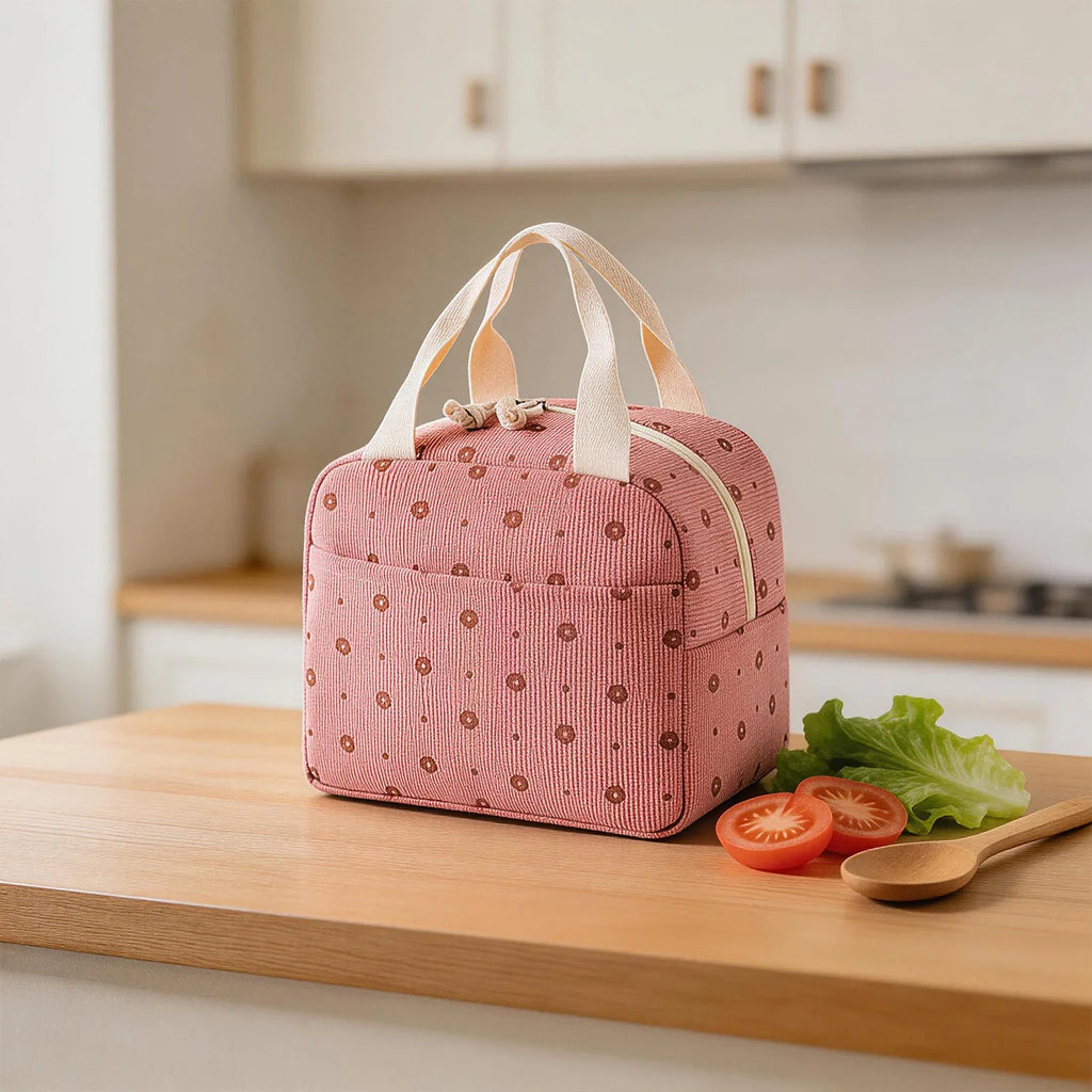 Insulated lunch bag, in use