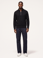Knit quarter-zip pullover sweater, front view