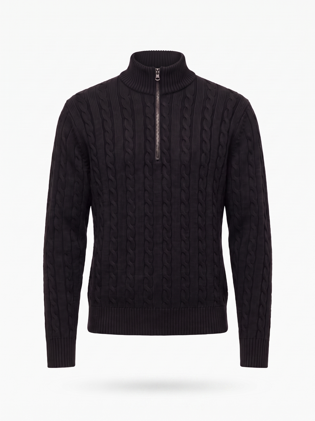 Quarter-zip pullover product shot on a white background