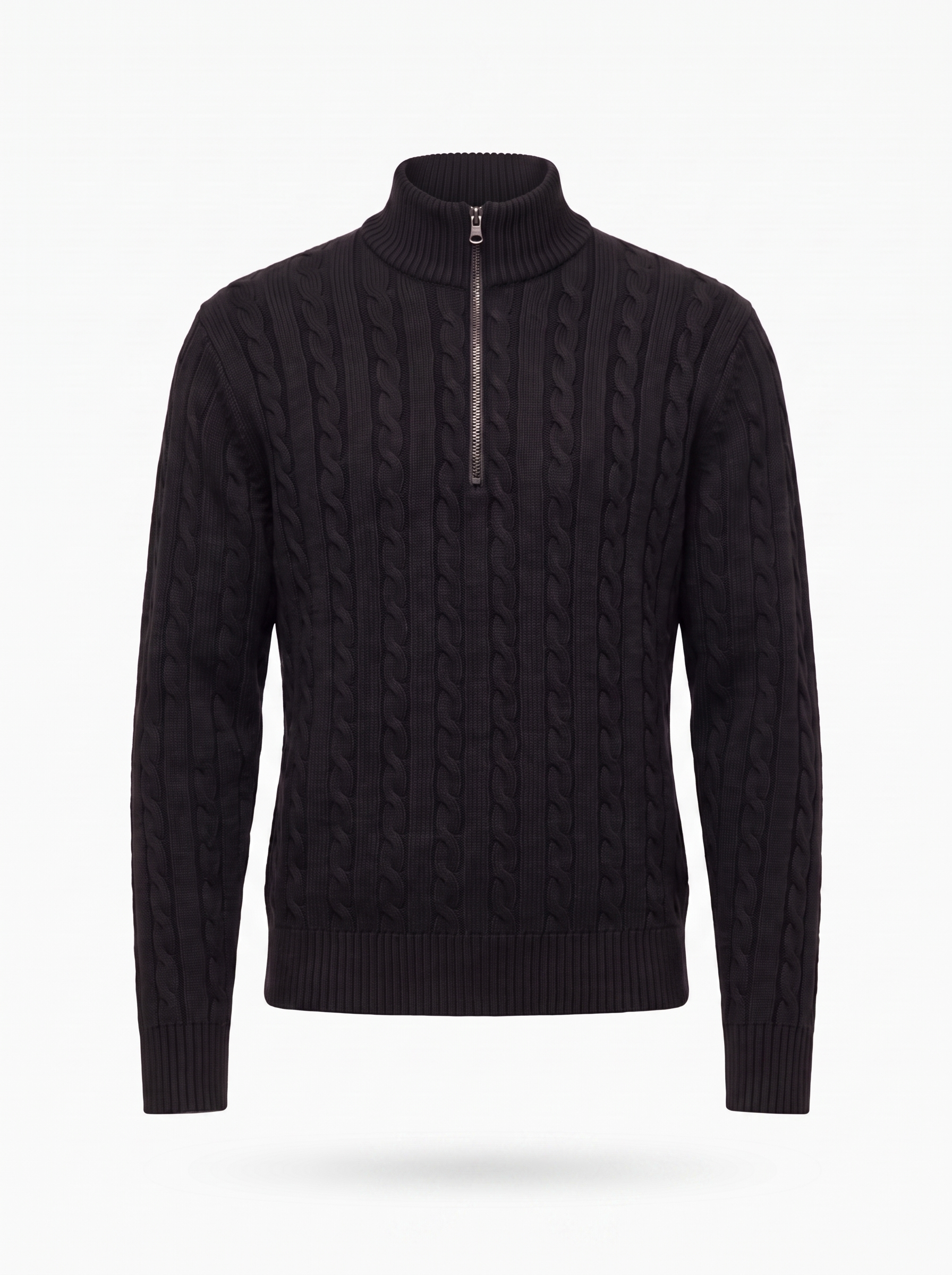 Quarter-zip pullover product shot on a white background