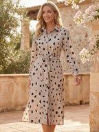 Leopard print fabric close up on the midi dress