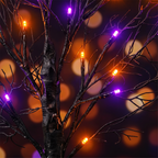 Close up of the orange and purple LED branches