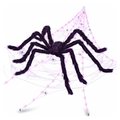 Light-up Halloween spider web with a 59 inch spider on a white background