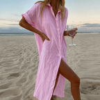 Lightweight beach summer dress in pink, front view