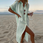 Lightweight summer dress shown with a relaxed drape