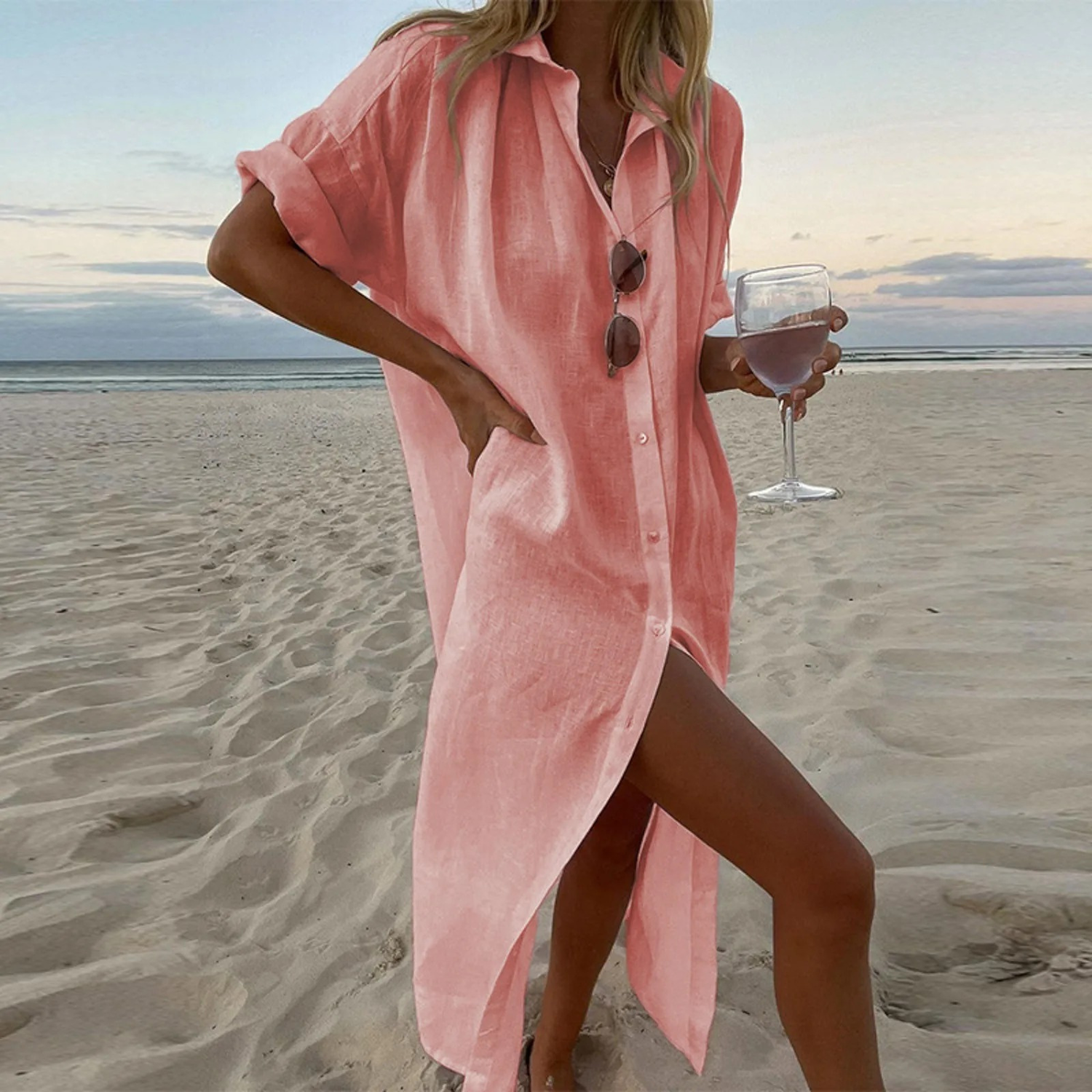 Back view of the lightweight beach summer dress