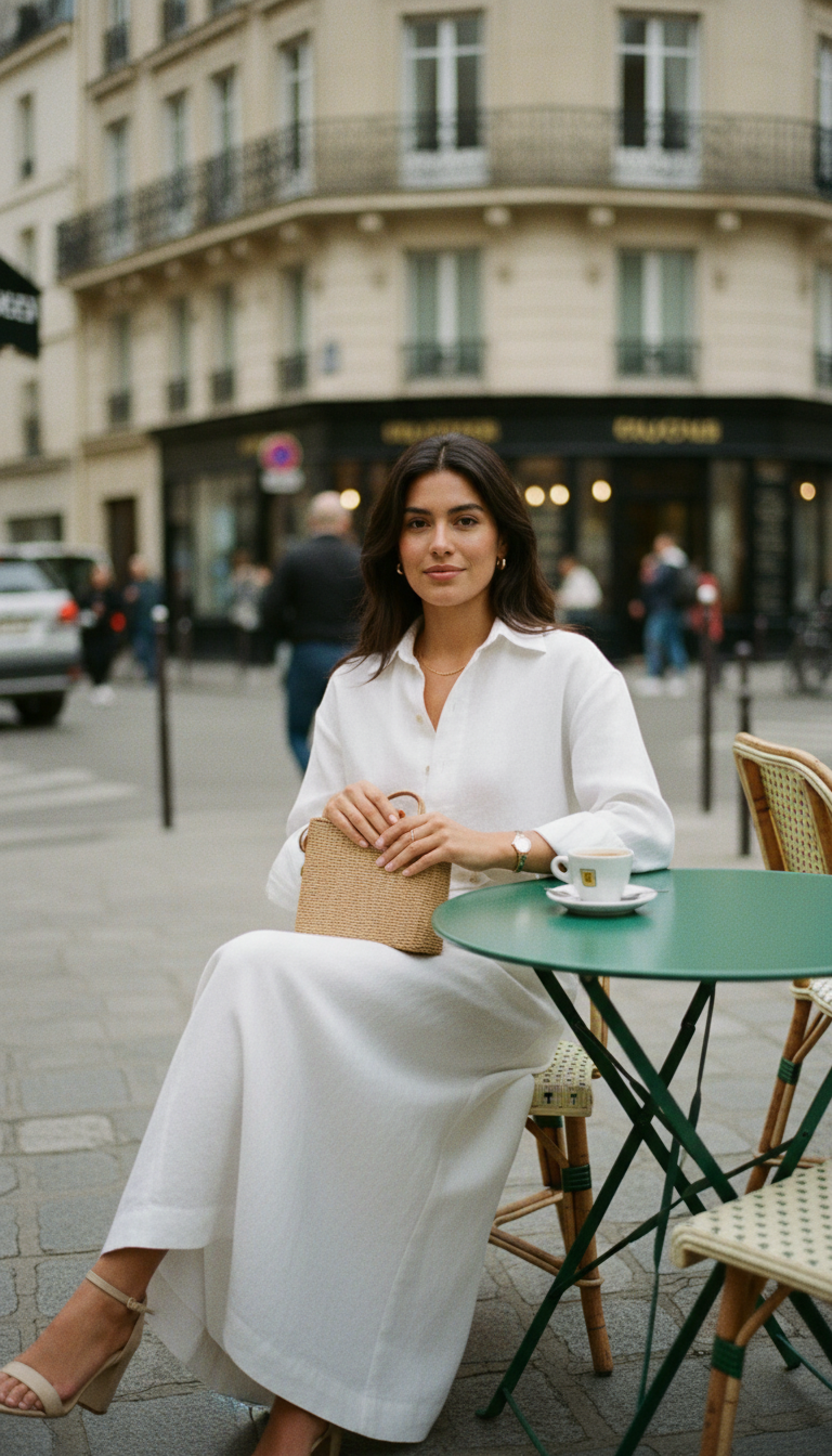 Linen two piece set styled with sandals