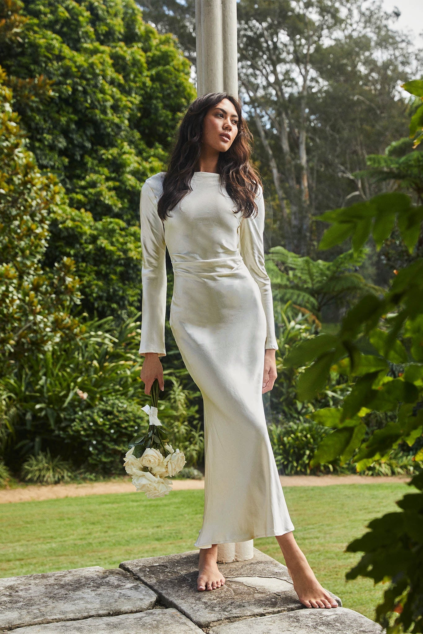 Long sleeve cowl back midi dress, second view