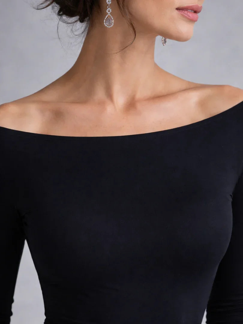Long sleeve draped maxi dress sleeve detail