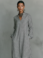 Side view of the long sleeve cotton maxi dress