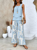 Blue loungewear two piece set, front view