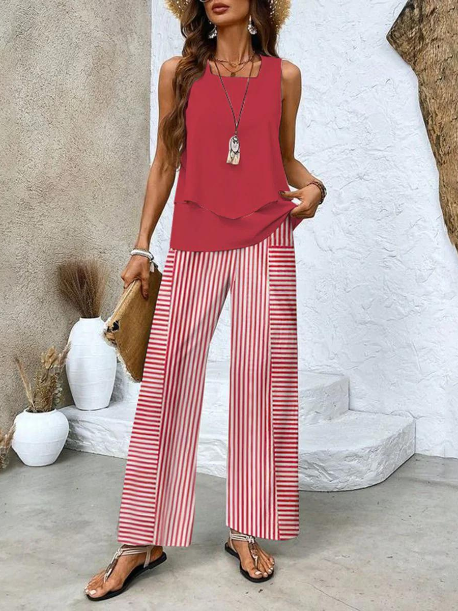Red loungewear two piece set