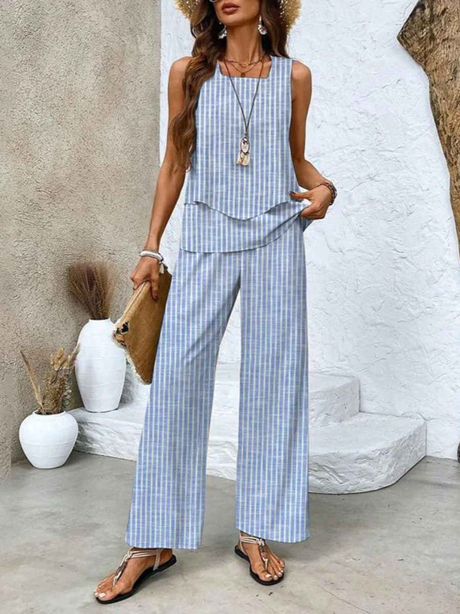 Striped loungewear two piece set