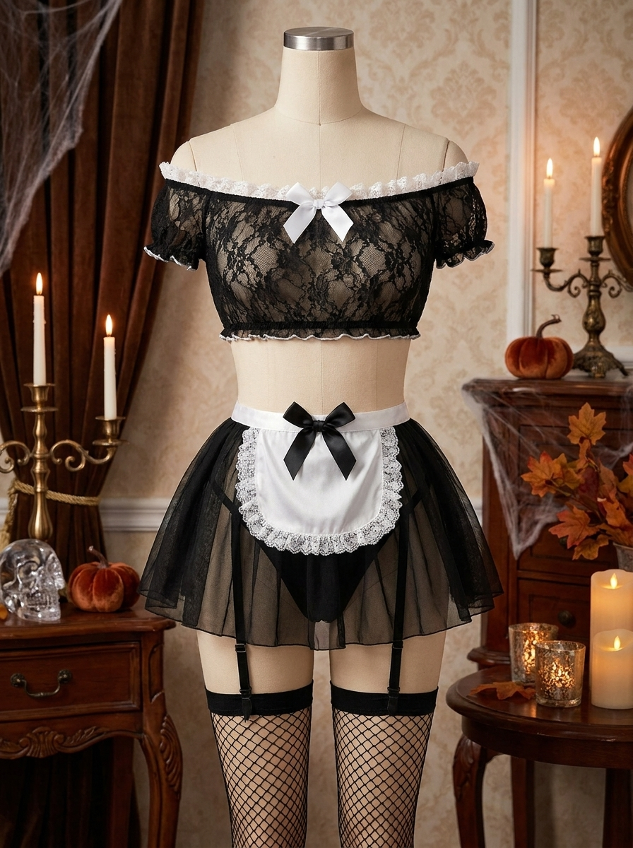 Maid costume set on a dress form