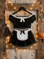 Maid costume set on a hanger