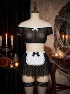 Mesh maid costume set on a dress form