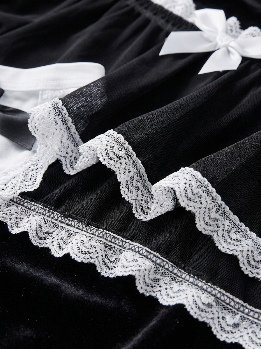 Close up of the mesh and ruffle detail