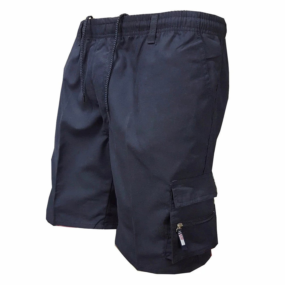 Cargo shorts in navy blue styled casually