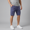 Men's casual cargo shorts in navy blue
