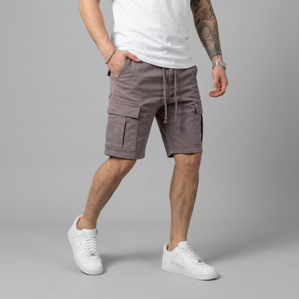 Men's casual cargo shorts in gray