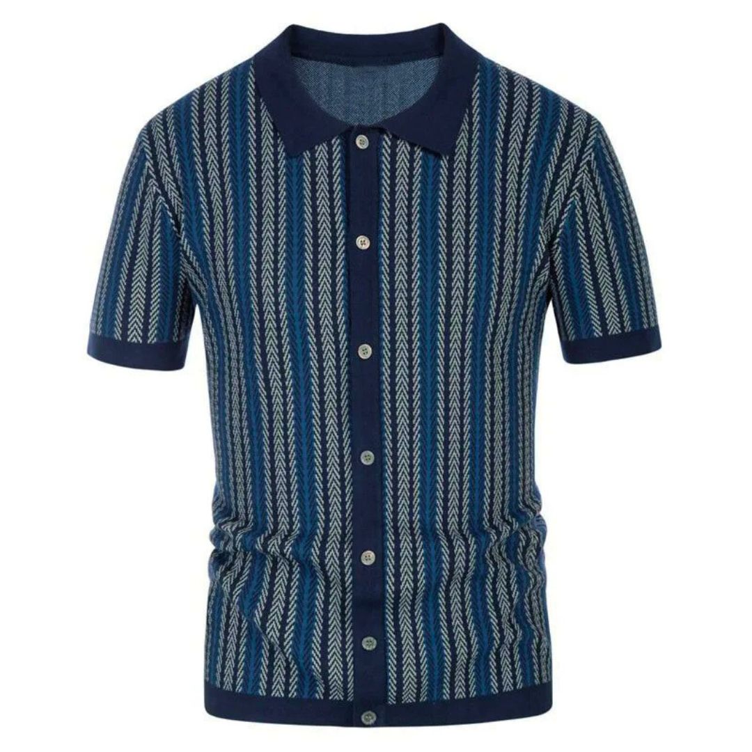 Men's chevron polo shirt in navy