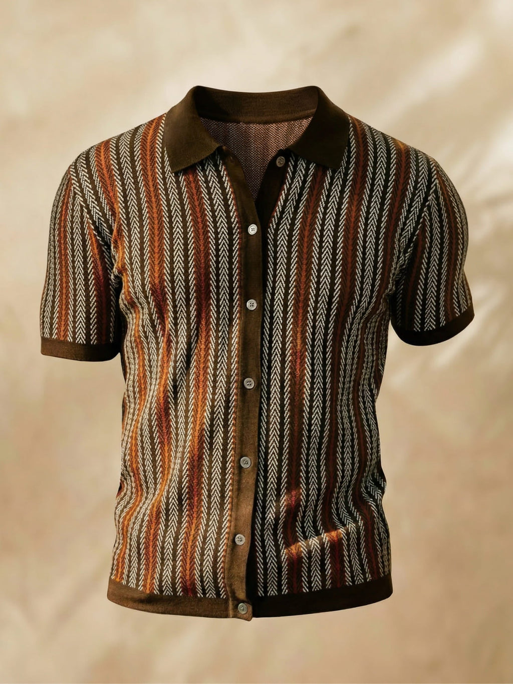 Men's chevron polo shirt worn front view