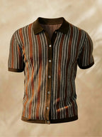 Men's chevron polo shirt worn front view