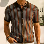 Men's chevron polo shirt knit texture close up