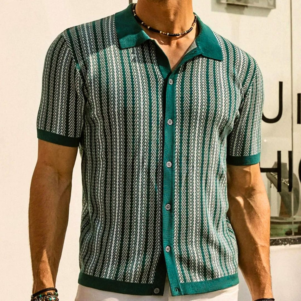 Men's chevron polo shirt sleeve detail