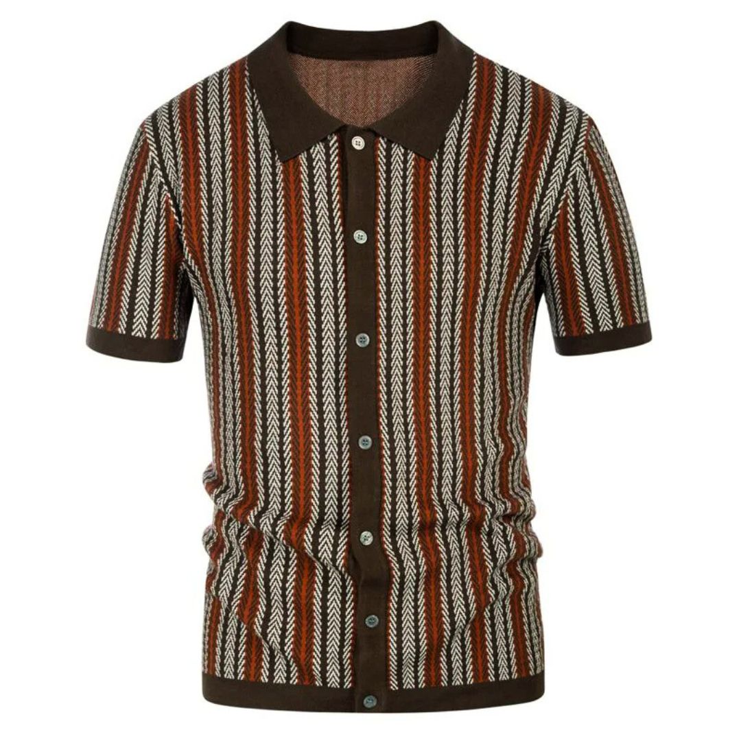 Men's chevron polo shirt in brown