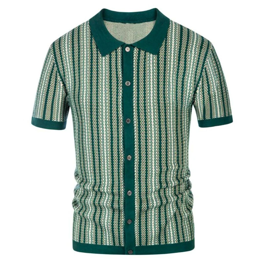 Men's chevron polo shirt in forest green