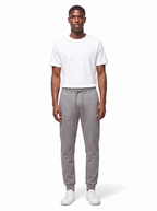 Heather grey sweatpants on model, full body