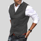 Men's herringbone vest, back view